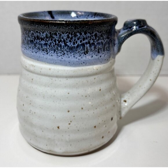 Nancy Stoneware Coffee Tea Souvenir Mug by Clay in Mind White Blue Gift - Picture 2 of 4